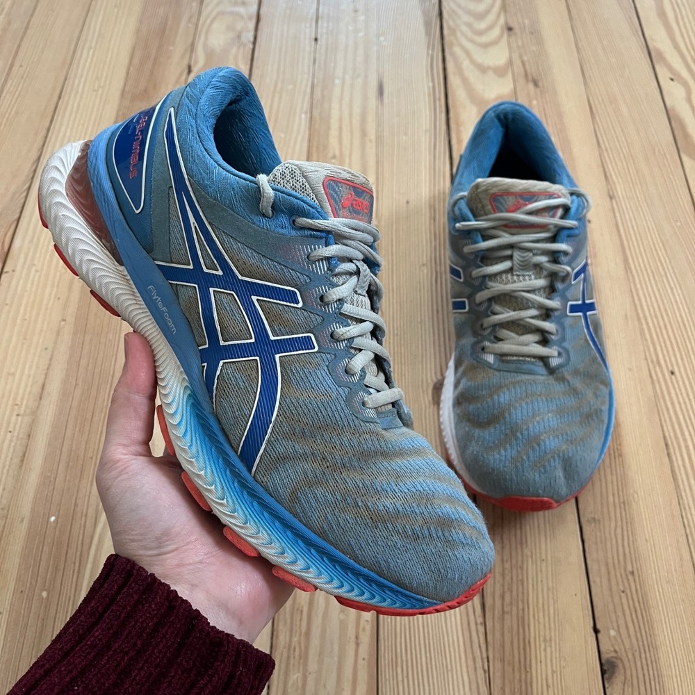 ASICS Gel-Nimbus‎ 22 Blue Grey Red Running Athletic gym Shoes 1012A587 Womens 10